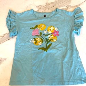 Tea Collection Flutter Short Sleeve Top, blue, Girls Size 12
